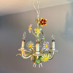 Vintage Shabby Chic Tole Chandelier
